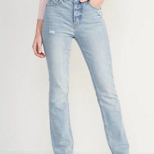 Extra High-Waisted Button-Fly Kicker Boot-Cut Cut-Off Jeans for Women